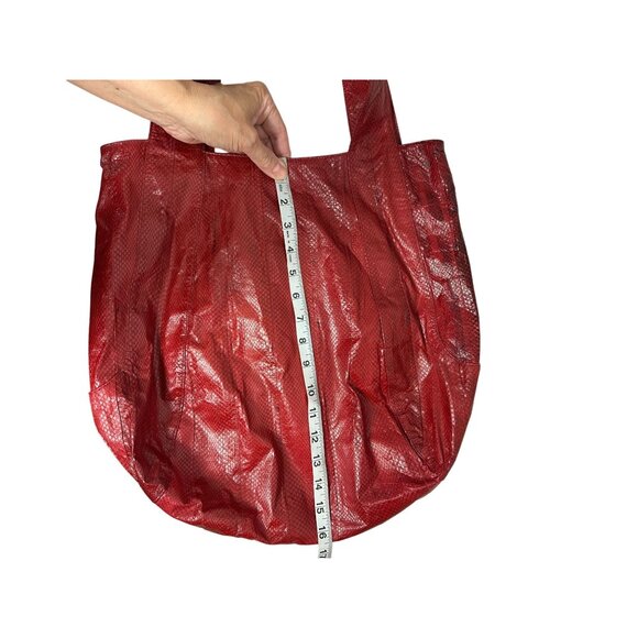 Beirn Snakeskin Ethically Sourced JENNA Hobo Tote Bag Red Lightweight Packable - Picture 9 of 11